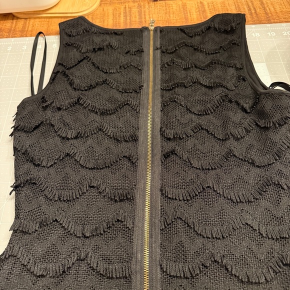 Guess Black Gatsby Lacey Fringe Bodycon Mini Dress with Scalloped Hem - Picture 9 of 11
